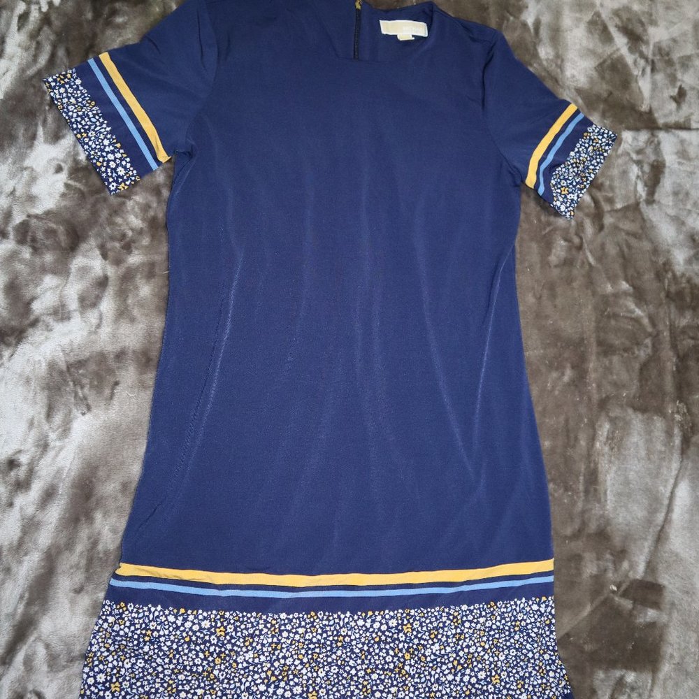 MICHAEL Michael Kors Navy and Yellow Dress, Size Medium